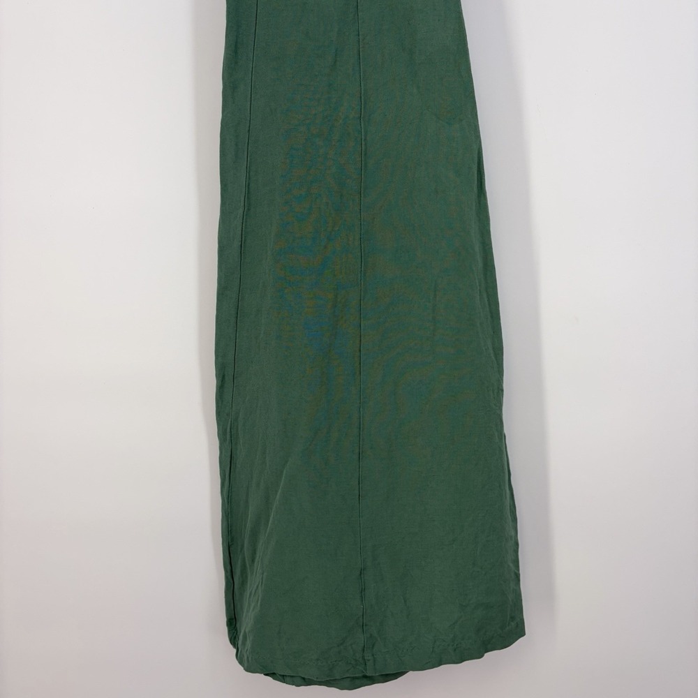 Madewell Tie-Back Midi Cami Dress 00 Boho Lagenlook Green Linen Blend Fairy Scan - Picture 7 of 16